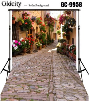 Geplaveide Weg Graniet Verharde Sett Street Europese Architectuur Foto Achtergrond Bruiloft Verjaardag Liefde Fotografie Achtergrond lucht blauw
