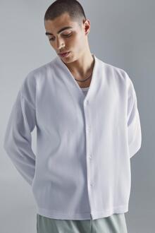 Geplooid Boxy Overhemd Met Lange Mouwen, White - XL