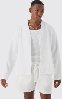 Geplooid Boxy Overhemd Met Lange Mouwen, White