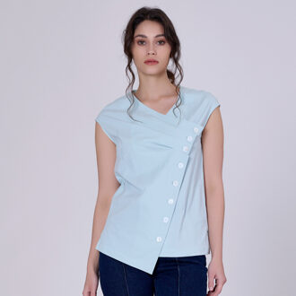 Geplooide asymmetrische top met dubbele borst Mint - L