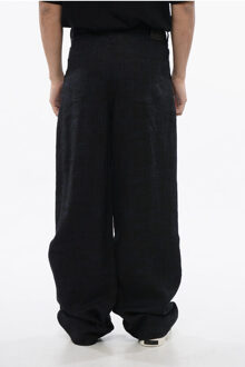 Geplooide baggy tapered fit 90SLOGO linnen broek in blauw - 30N