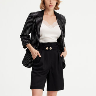 Geplooide bermuda met hoge taille Zwart - S