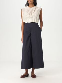 Geplooide Katoenen Mouwloze Top Ivoor