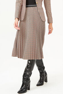 Geplooide rok en contrasterende elastische taille Bruin