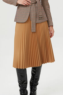 Geplooide rok en contrasterende elastische taille Camel - L