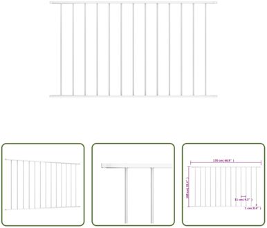 Gepoedercoat Stalen Schutting - 170 x 100 cm - Weerbestendig Wit