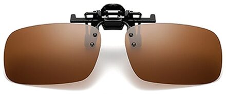 Gepolariseerde Clip Op Zonnebril Rijden Nachtzicht Lens Zon Bril Mannelijke Anti Uva Uvb Met Case Auto Accessoires Styling koffie