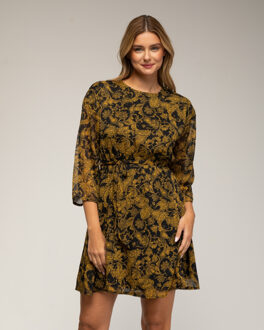 Geprinte jurk Zwart - S