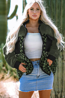 Gepunktjaste Sherpa Jas Donkergroen