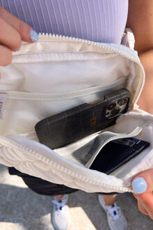 Gequilted Schoudertas Ivoor