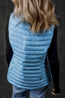 Gequilted Vest Met Staande Kraag Lichtgewicht Lichtblauw