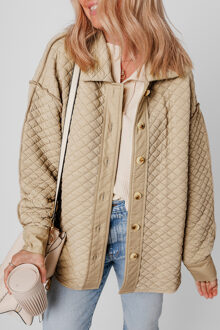 Gequiltede Jacket met Diamantpatroon Relaxed Fit Bruin