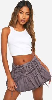 Gerafelde Micro Mini Rok, Navy - 38