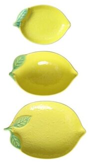 Gerechten En Gerechten Leuke Huishoudelijke Servies Citroen Vorm Fruitschaal Servies Set Persoonlijkheid Plaat Ontbijt 3Pcs