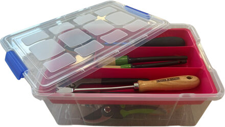 Gereedschap opbergbox - 9L - rood - batterijen/bitjes/schroeven/tape opbergen - 26 x 37 x 14 cm