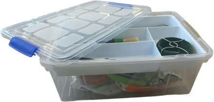 Gereedschap opbergbox - 9L - wit - batterijen/bitjes/schroeven/tape opbergen - 26 x 37 x 14