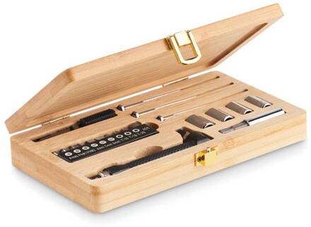 Gereedschapset in bamboe doosje