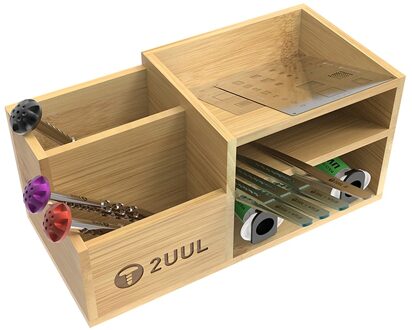 Gereedschapskist 2UUL Multifunctionele Gereedschap Houten Opbergdoos Voor Schroevendraaier/Pincet Houder Mobiele Telefoon Reparatie Desktop Receptie