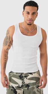 Geribbeld Muscle Fit Hemd, White