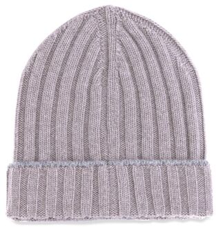 Geribbelde Brei Beanie Zilver