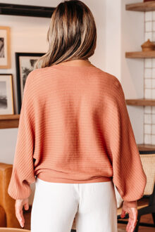 Geribbelde Brei Knopen Cardigan - maat S Bruin