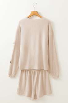 Geribbelde Brei Lounge Set Ivoor