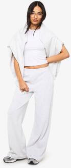 Geribbelde Broek Met Rechte Pijpen En Henley-Knoopdetail, Ash Grey - 34