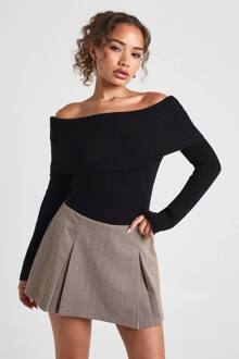 Geribbelde Extreem Bardot Trui, Black - L