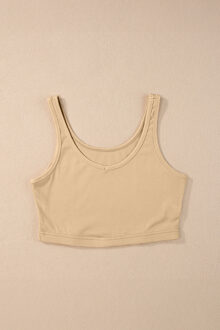 Geribbelde Gebreide Mouwloze Crop Top Bruin