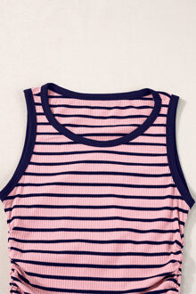 Geribbelde Gestreepte Tanktop Roze