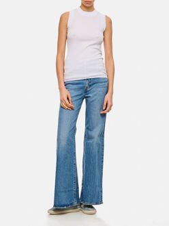 Geribbelde Mouwloze Top Wit