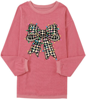 Geribbelde Pullovertruien Kerststrik - maat XL Lichtroze