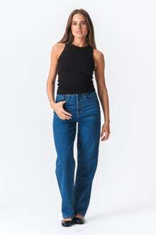 Geribbelde top - Zwart - S