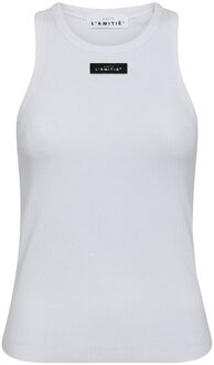 Geribde tanktop Badge  wit - XS,M,L,