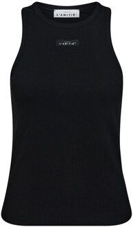 Geribde tanktop Badge  zwart - XS,S,M,L,