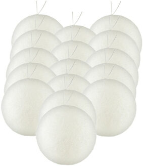 Gerimport 16x stuks kerstballen zilver/wit glitters kunststof 7 cm