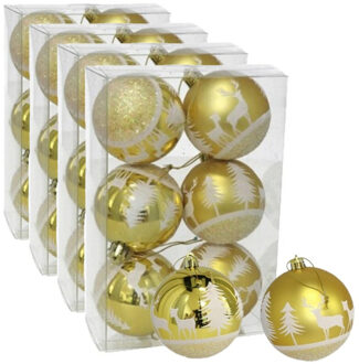 Gerimport 24x stuks gedecoreerde kerstballen goud kunststof 6 cm
