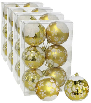 Gerimport 24x stuks gedecoreerde kerstballen goud kunststof 6 cm