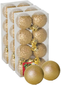 Gerimport 24x stuks kerstballen goud glitters kunststof 3 cm