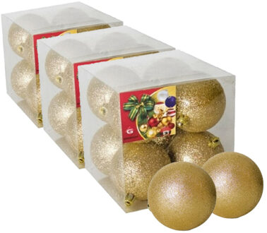 Gerimport 24x stuks kerstballen goud glitters kunststof 7 cm
