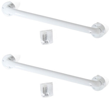 Gerimport 2x stuks badkamer/douche wand handgreep metaal wit 40 cm