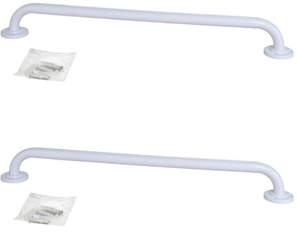 Gerimport 2x stuks badkamer/douche wand handgreep metaal wit 60 cm