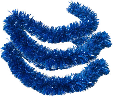 Gerimport 2x stuks kerstboom folie slingers/lametta guirlandes van 180 x 12 cm in de kleur glitter blauw - Feestslingers