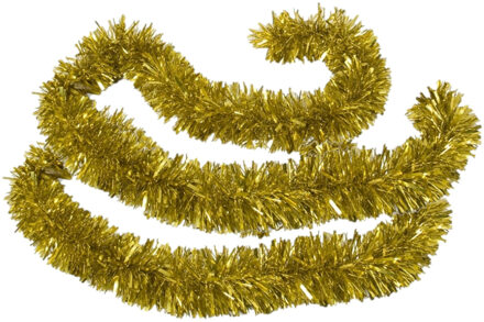 Gerimport 2x stuks kerstboom folie slingers/lametta guirlandes van 180 x 12 cm in de kleur glitter goud - Feestslingers Goudkleurig