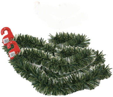 Gerimport 2x stuks kerstboom folie slingers/lametta guirlandes van 180 x 12 cm in de kleur glitter groen - Feestslingers