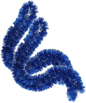 Gerimport 2x stuks kerstboom folie slingers/lametta guirlandes van 180 x 7 cm in de kleur glitter blauw - Feestslingers