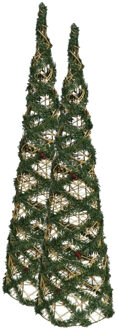 Gerimport 2x stuks kerstverlichting figuren Led kegel kerstbomen draad/groen 78 cm 60 lampjes