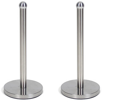 Gerimport 2x stuks keukenrollen houder rvs zilver kleurig 34 cm - Keukenrolhouders Zilverkleurig