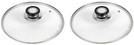 Gerimport 2x stuks universele glazen pannendeksels voor pannen van 24 cm