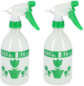 Gerimport 2x stuks waterverstuiver/plantenspuit transparant 500 ml